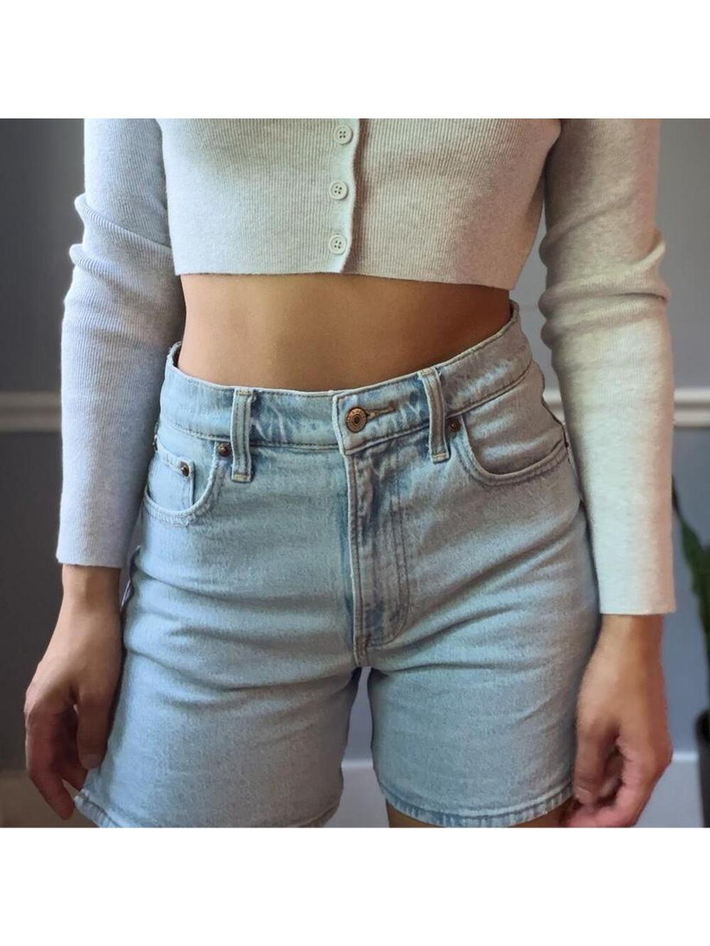 Abercrombie & Fitch The Dad Short High Rise Denim Shorts